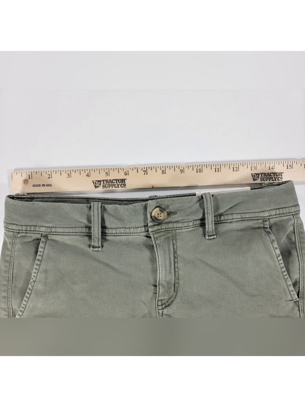 NWT American Eagle Midi Low Rise Green Twill Shorts Women's 4 Super Stretch X - Picture 10 of 11
